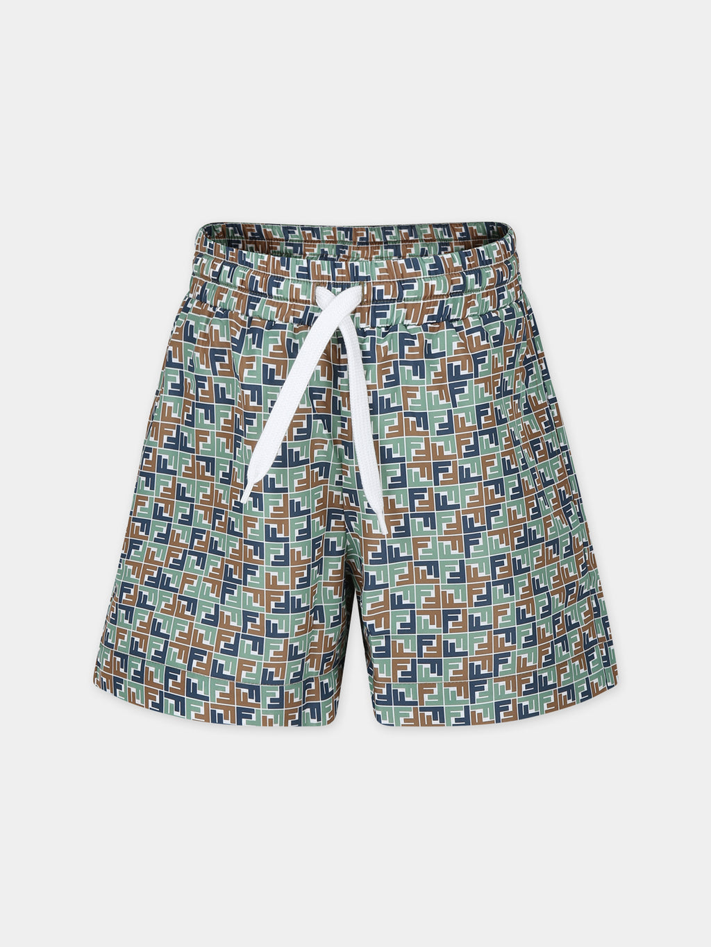 Multicolor swim shorts for boy with iconic FF